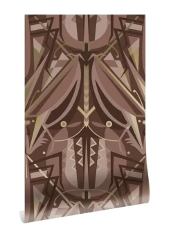 Art deco goud behang animaux grasshopper - taupe