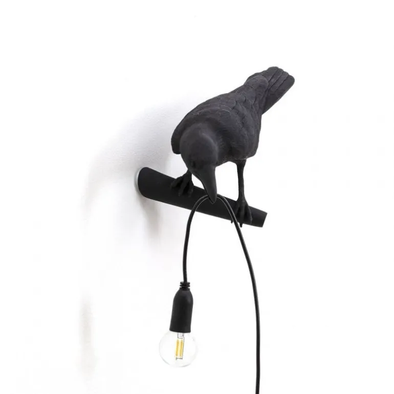 Bird lamp looking left zwart outdoor - 14727