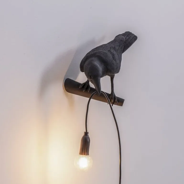 Bird lamp looking left zwart outdoor - 14727