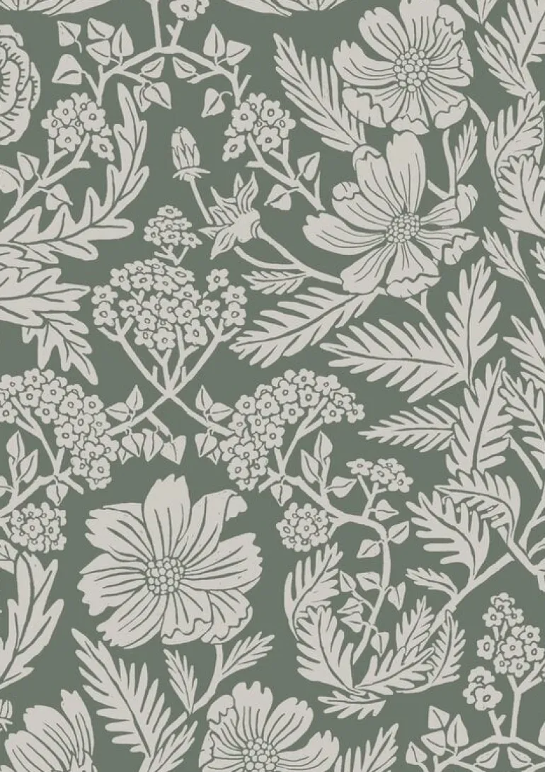 Bloemen behang groen 100x280cm FR-004