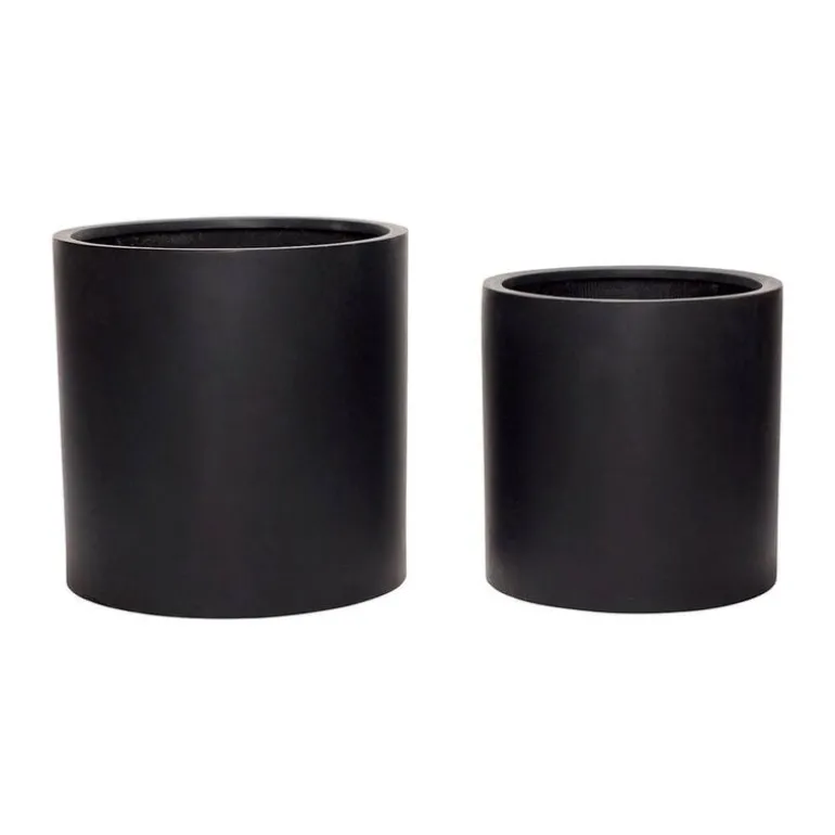 Bloempot set zwart fiberstone