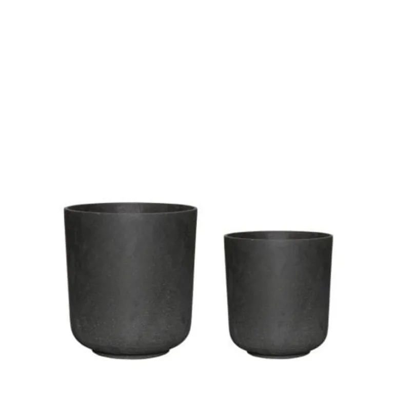 Bloempotten zwart - set van 2 stuks