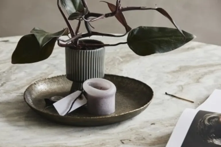 Danna dienblad rond - antiek messing