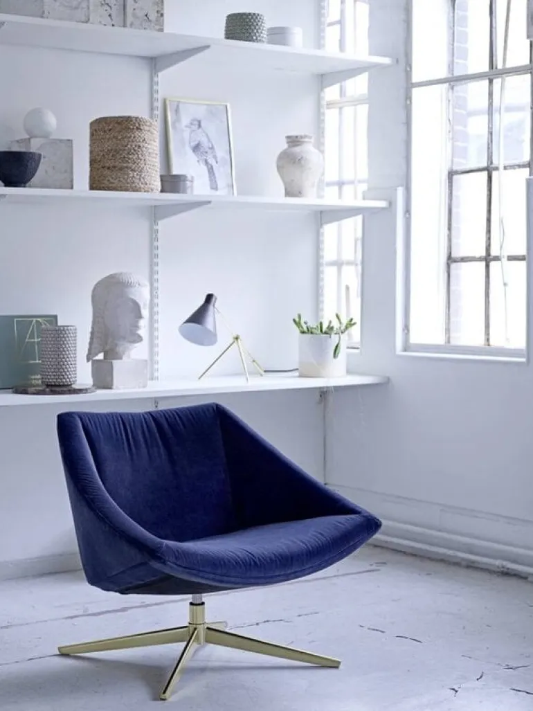 Elegant fauteuil blauw velours