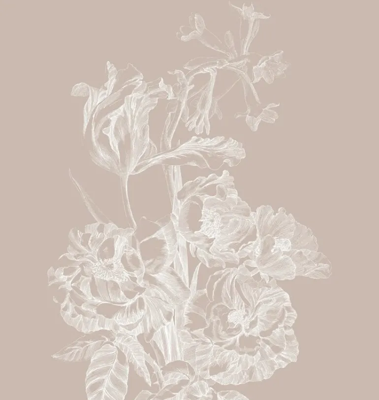 Engraved bloemen behang zand WP-745 200x280cm