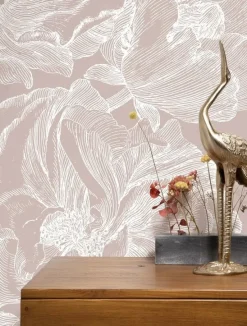 Engraved bloemen behang nude WP-744 200x280cm