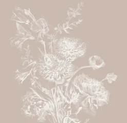Engraved bloemen behang zand WP-754 200x280cm