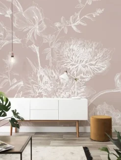 Engraved bloemen behang nude WP-753 200x280cm