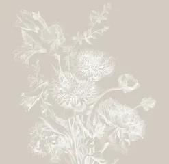 Engraved bloemen behang grijs WP-758 400x280cm