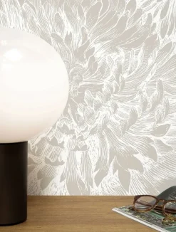 Engraved bloemen behang grijs WP-752 200x280cm