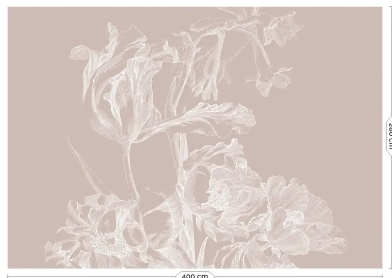 Engraved bloemen behang nude WP-750 400x280cm