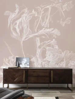 Engraved bloemen behang nude WP-750 400x280cm