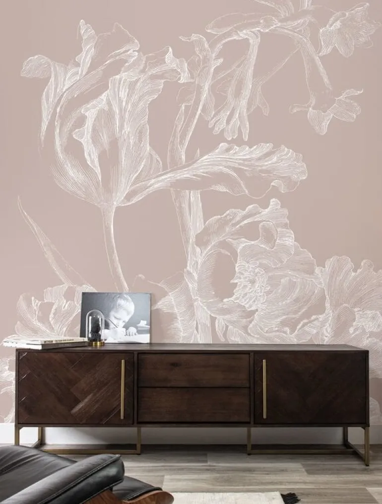 Engraved bloemen behang nude WP-750 400x280cm