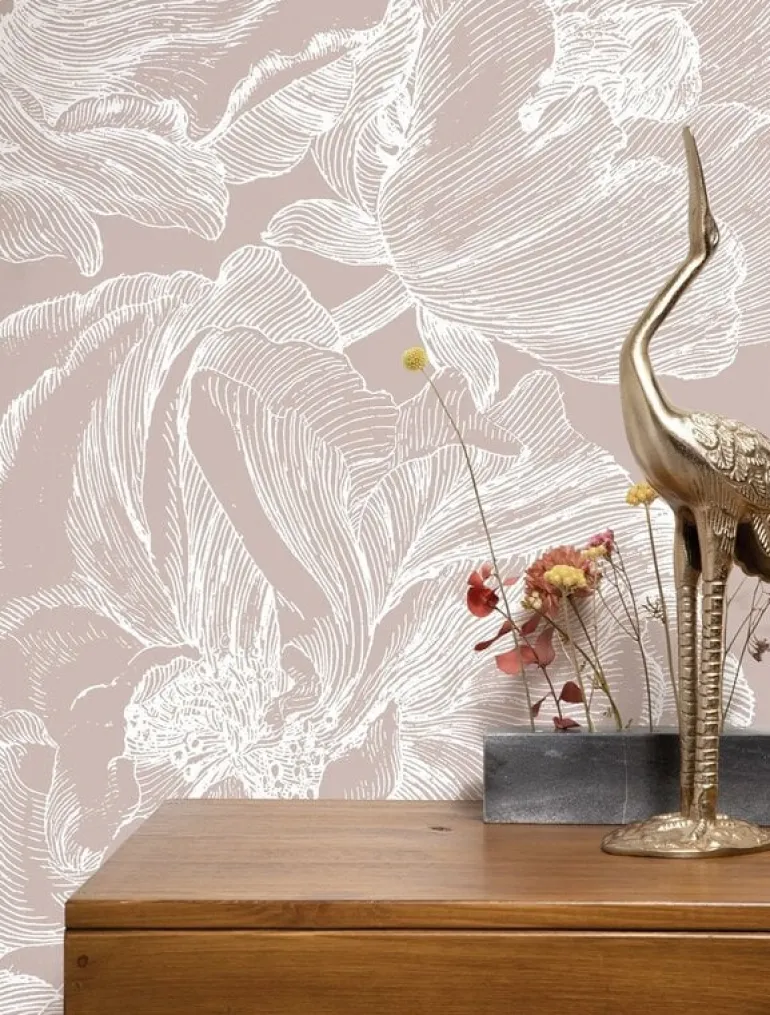 Engraved bloemen behang nude WP-750 400x280cm