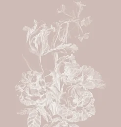 Engraved bloemen behang zand WP-748 300x280cm