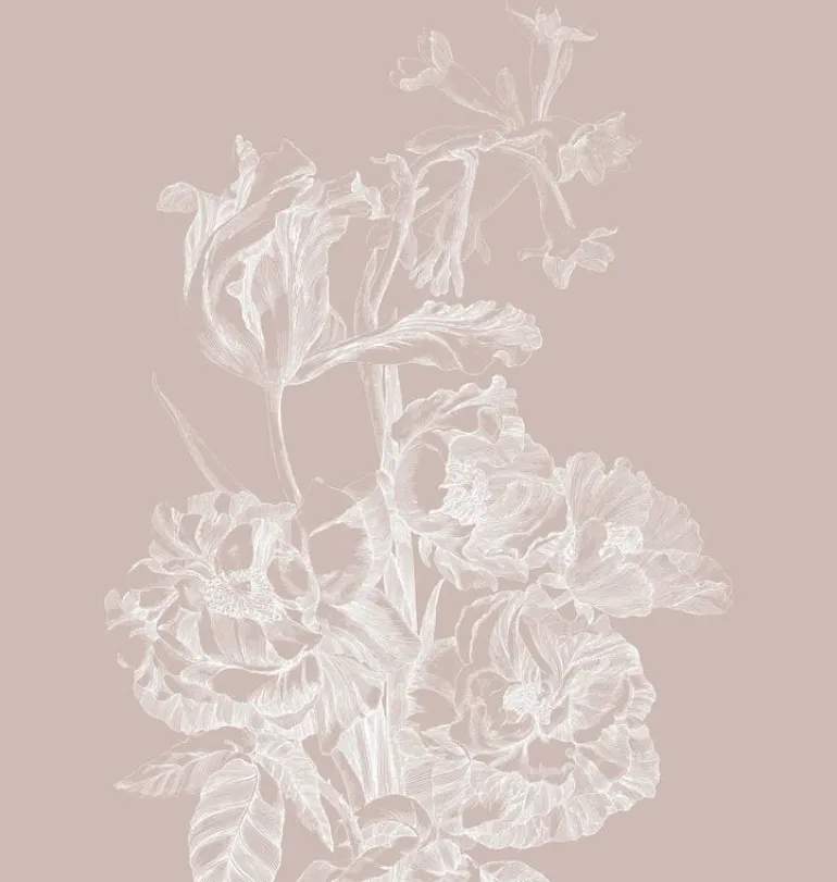 Engraved bloemen behang zand WP-748 300x280cm