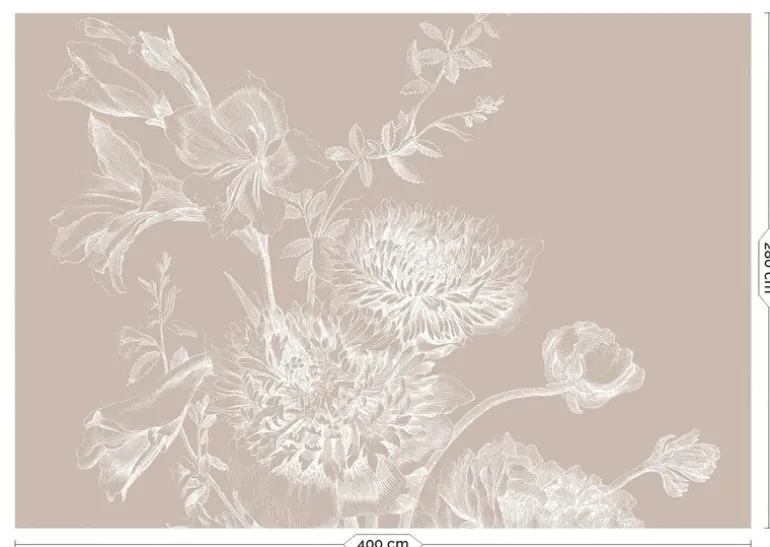 Engraved bloemen behang zand WP-760 400x280cm