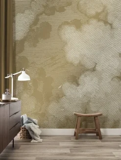 Engraved clouds goud behang MW-011- 300x280cm