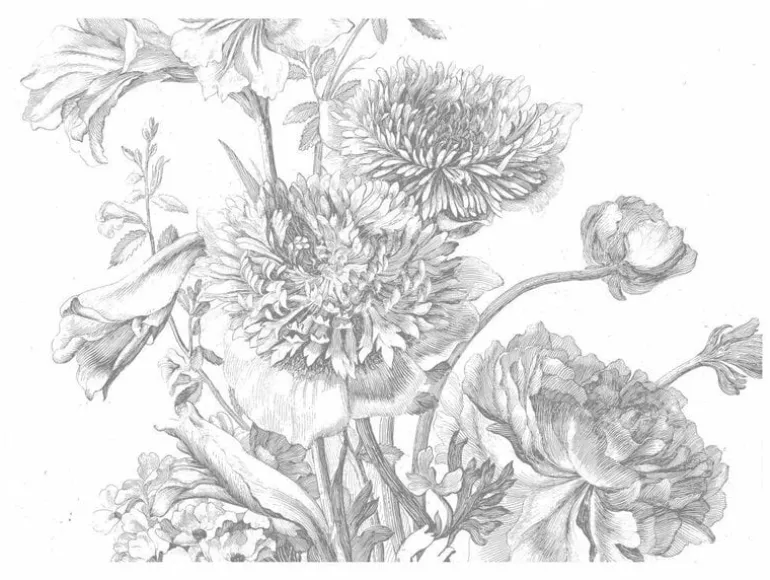 Engraved Flowers behang
