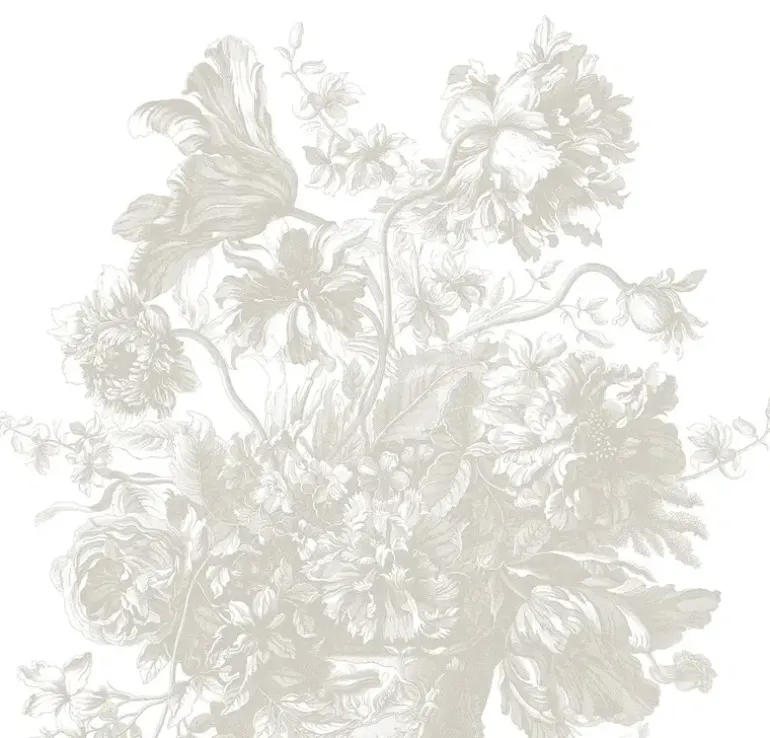 Engraved Flowers behang FU-050 - 389,6x280cm grijs