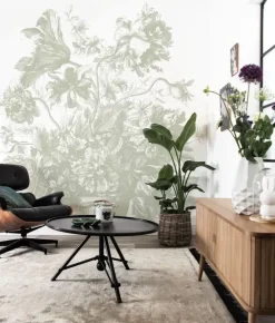 Engraved Flowers behang FU-047 - 389,6x280cm groen