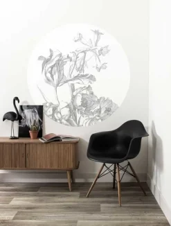 Engraved flowers cirkelbehang CK-059 - ø190cm