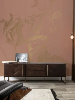 Engraved flowers goud behang MW-022 - 200x280cm