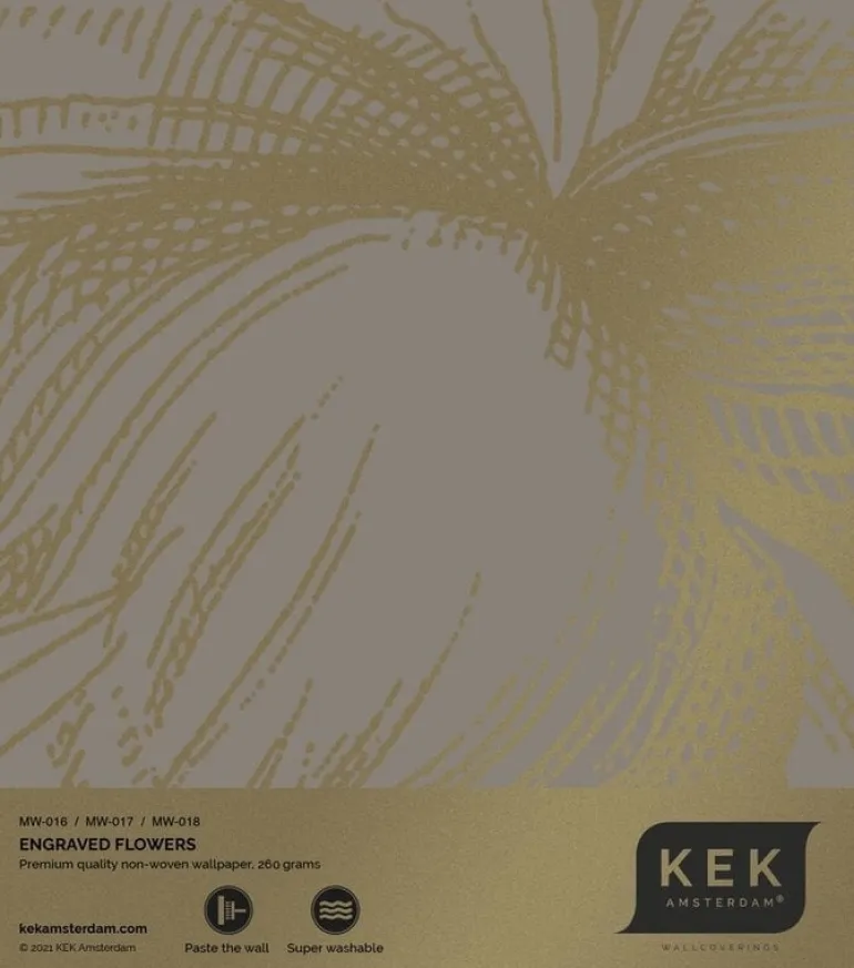 Engraved flowers goud behang MW-017 - 300x280cm