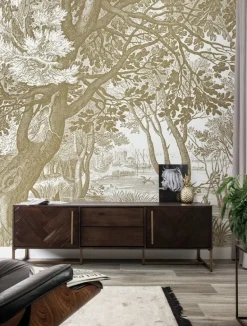 Engraved landscapes goud behang MW-041 - 300x280cm
