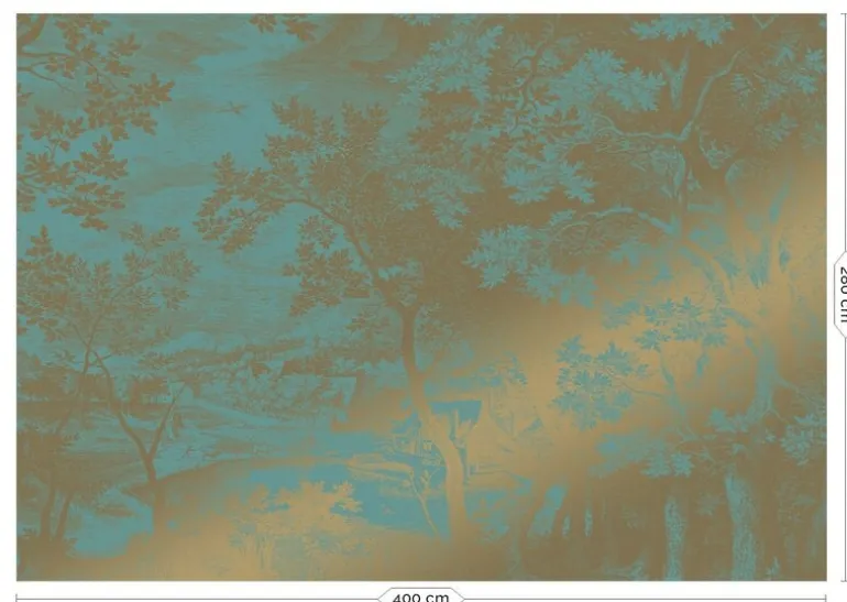 Engraved landscapes goud behang MW-036 - 400x280cm