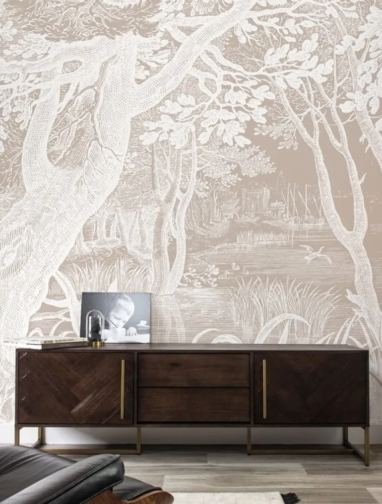 Engraved landschappen behang zand WP-763 200x280cm