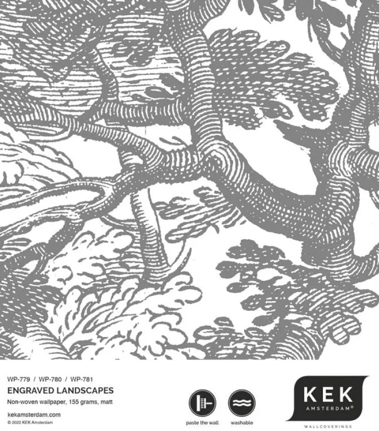 Engraved landschappen behang grijs WP-779 200x280cm