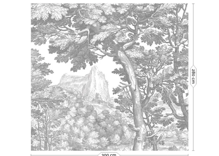 Engraved landschappen behang grijs WP-780 300x280cm