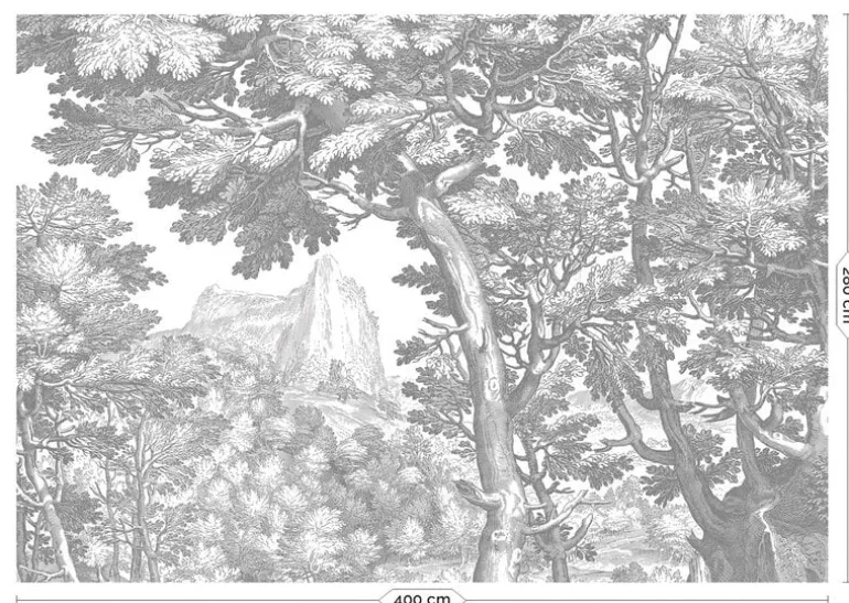Engraved landschappen behang grijs WP-781 400x280cm