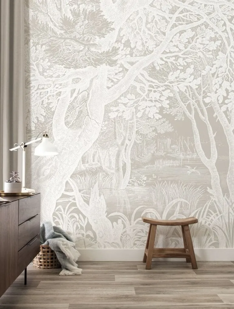 Engraved landschappen behang WP-764 grijs 300x280cm