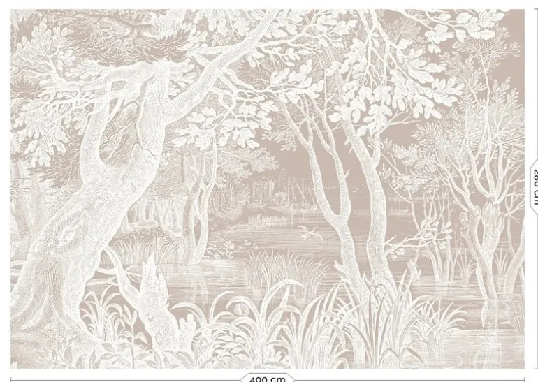 Engraved landschappen behang zand WP-769 400x280cm