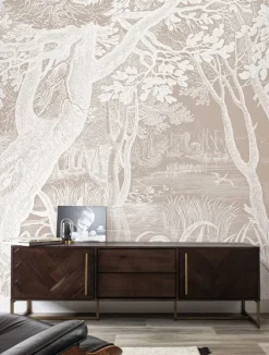 Engraved landschappen behang zand WP-769 400x280cm