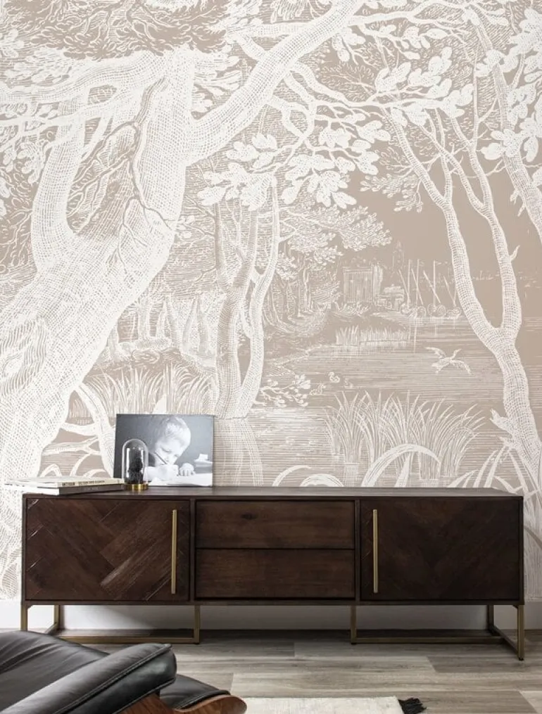 Engraved landschappen behang zand WP-769 400x280cm
