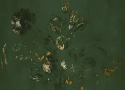 Fresco Flowers behang FU-057 - 194,8x280cm goud/groen