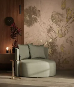 Fresco Flowers behang FU-055 - 292,2x280cm goud/nude