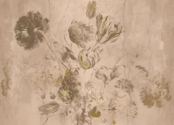 Fresco Flowers behang FU-054 - 194,8x280cm goud/nude
