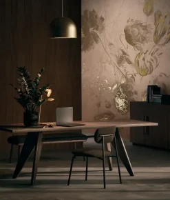Fresco Flowers behang FU-054 - 194,8x280cm goud/nude