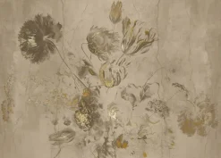 Fresco Flowers behang FU-053 - 389,6x280cm goud/beige