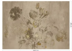 Fresco Flowers behang FU-053 - 389,6x280cm goud/beige