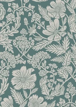 Getekende bloemen behang 100x280cm - FR-001