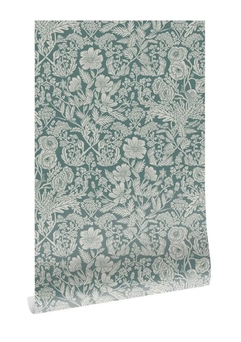 Getekende bloemen behang 100x280cm - FR-001