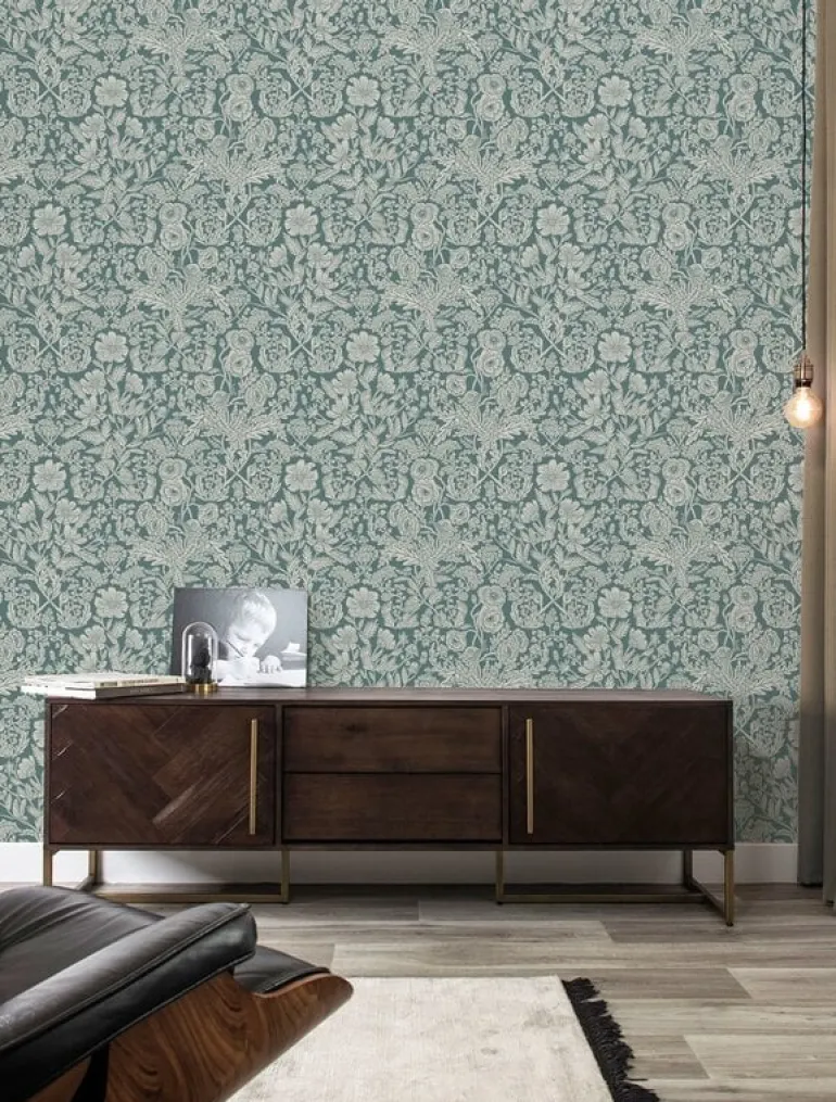 Getekende bloemen behang 100x280cm - FR-001