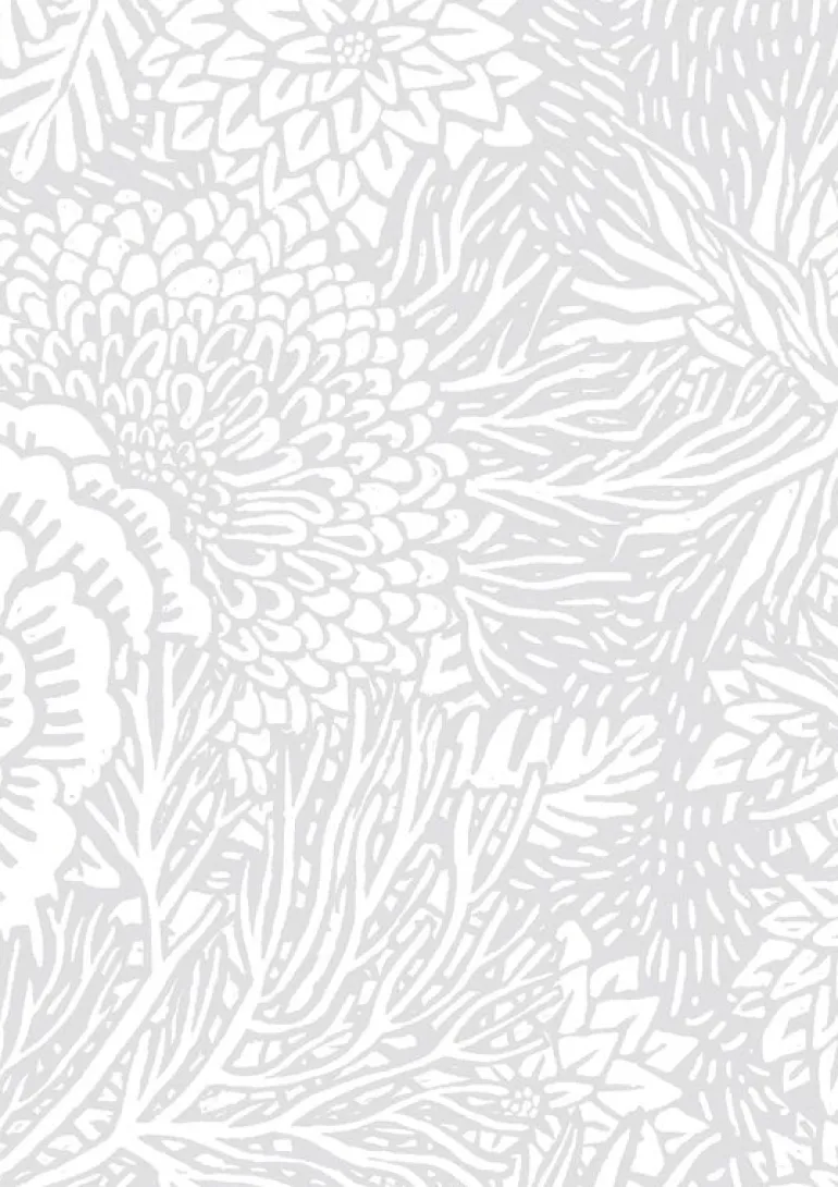 Getekende bloemen behang 100x280cm grijs - FR-011