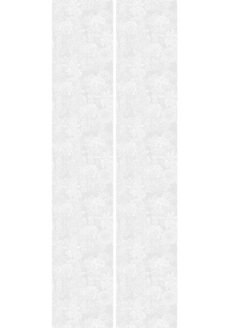 Getekende bloemen behang 100x280cm grijs - FR-011