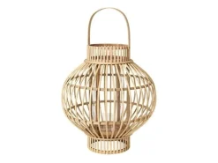 Globus lantaarn bamboe/glas-Ø36XH40CM